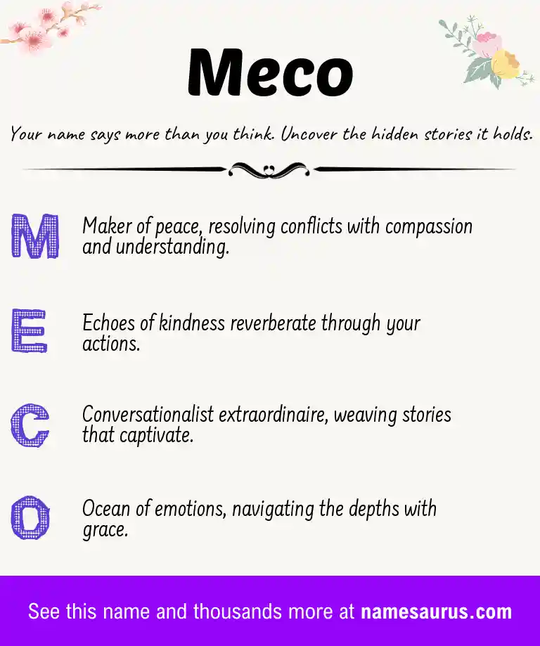 Acrostic poem about Meco.