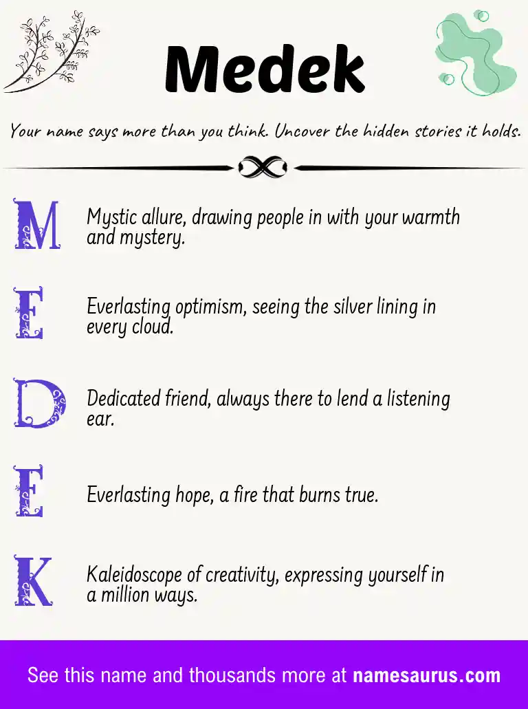 Acrostic poem about Medek.