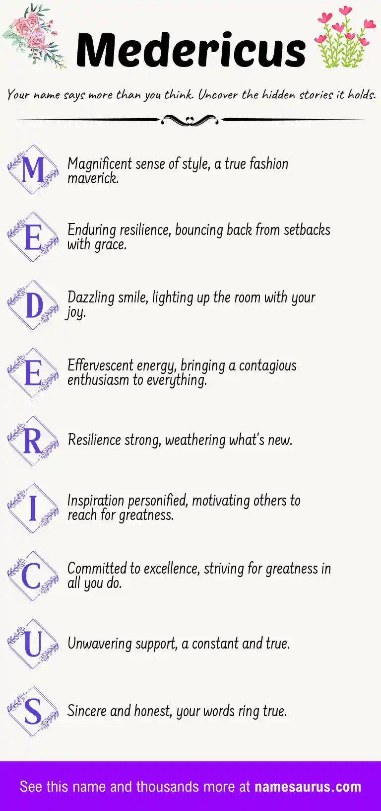 Acrostic poem about Medericus.