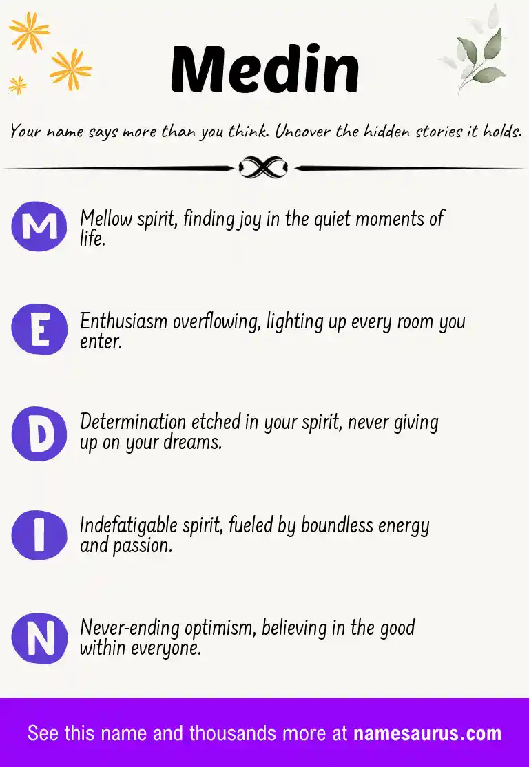 Acrostic poem about Medin.