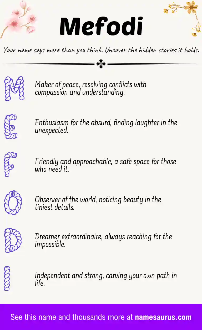 Acrostic poem about Mefodi.