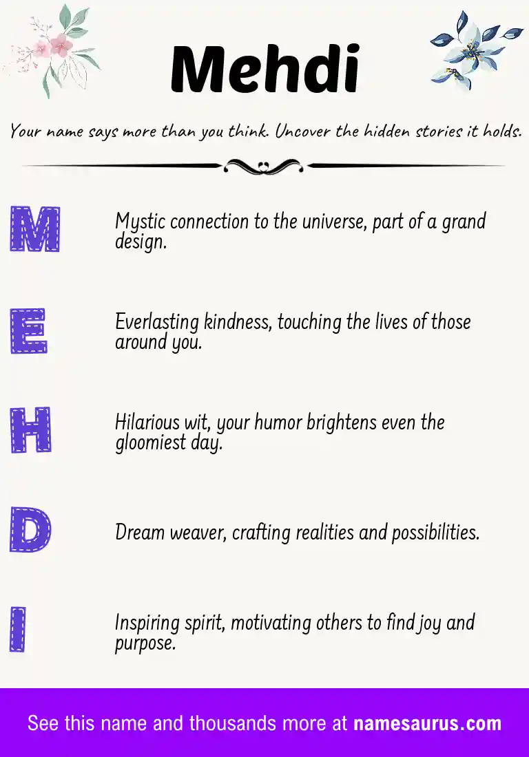 Acrostic poem about Mehdi.