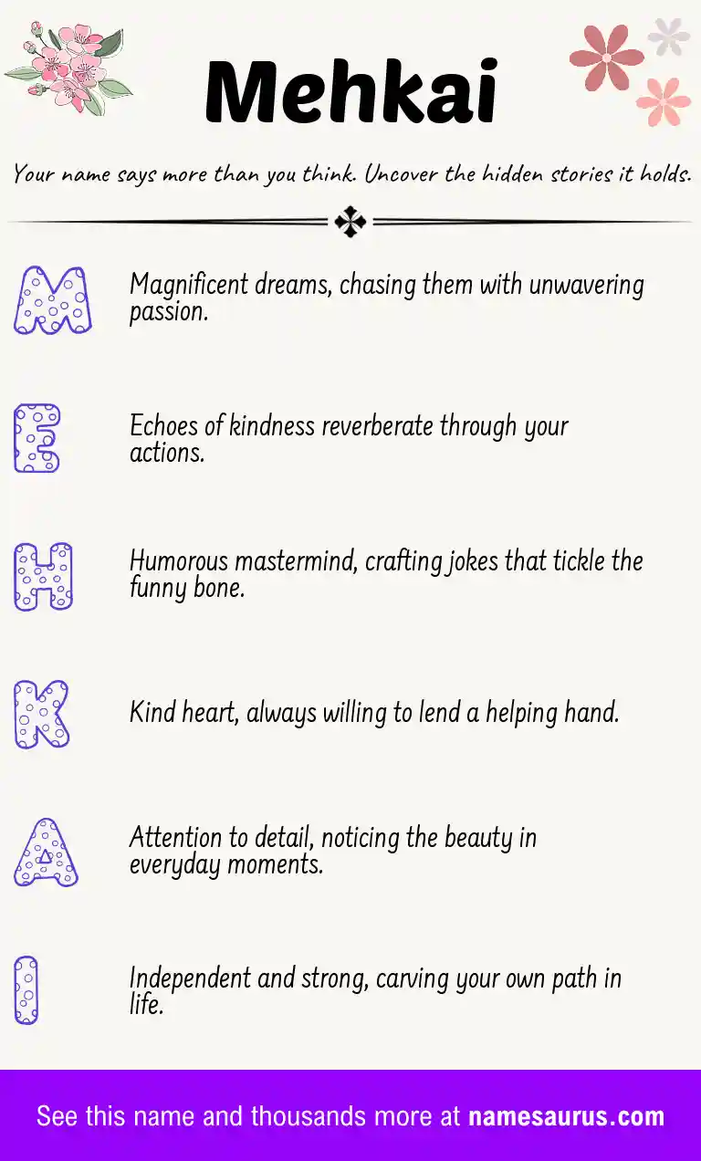Acrostic poem about Mehkai.