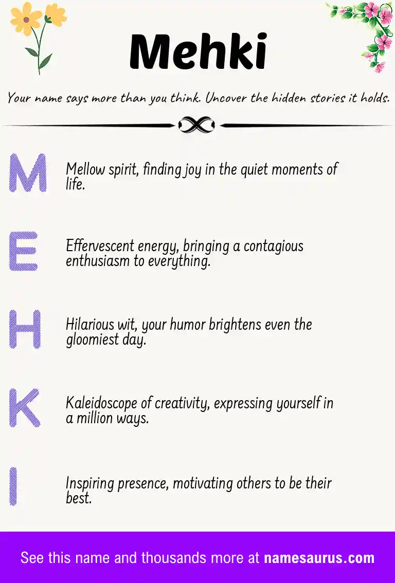 Acrostic poem about Mehki.