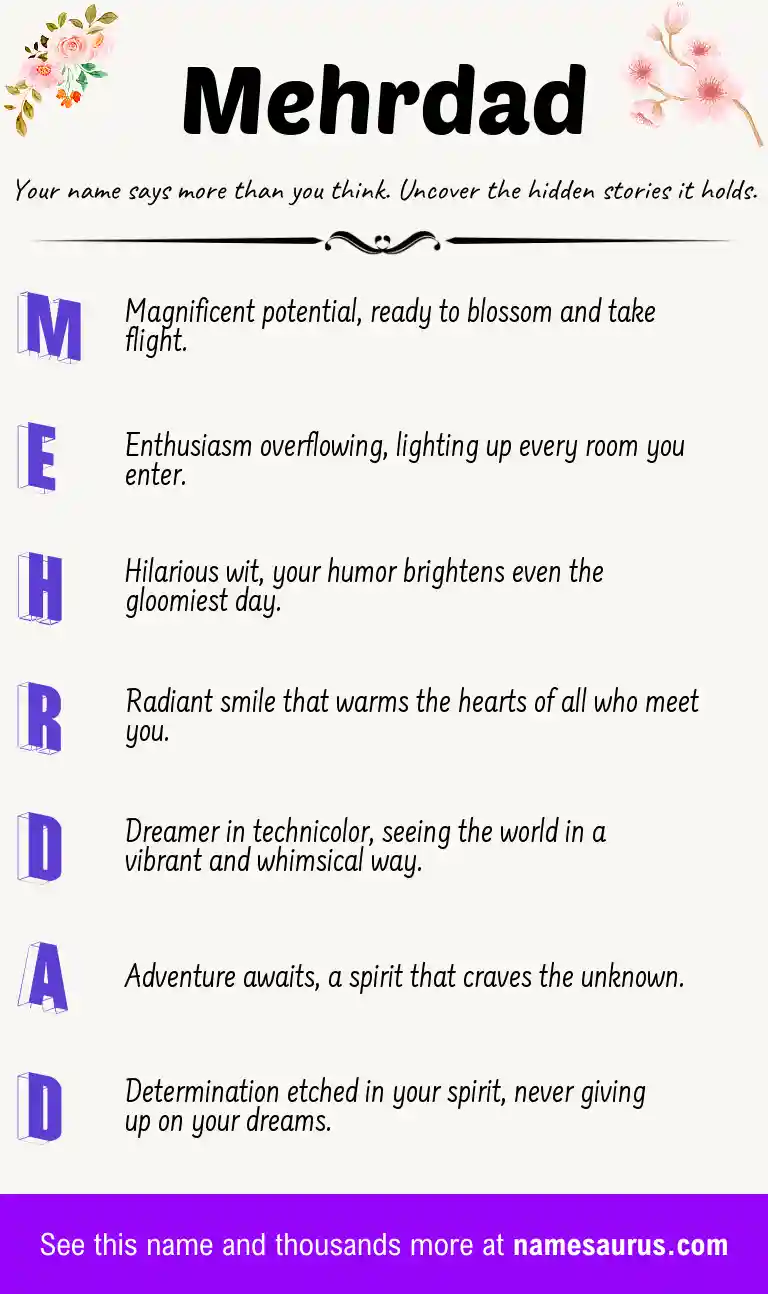 Acrostic poem about Mehrdad.