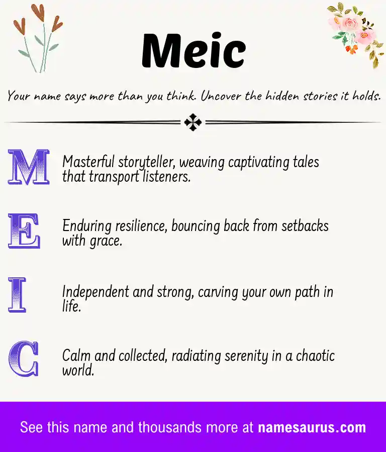 Acrostic poem about Meic.