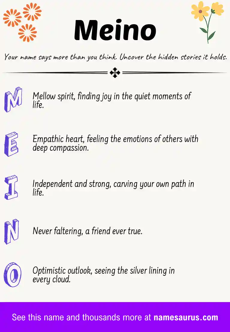 Acrostic poem about Meino.