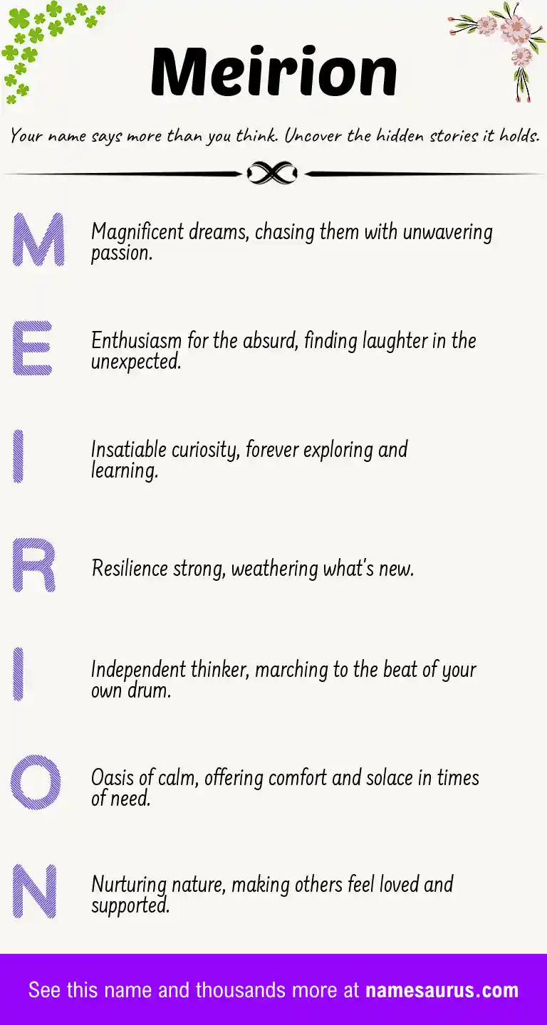 Acrostic poem about Meirion.