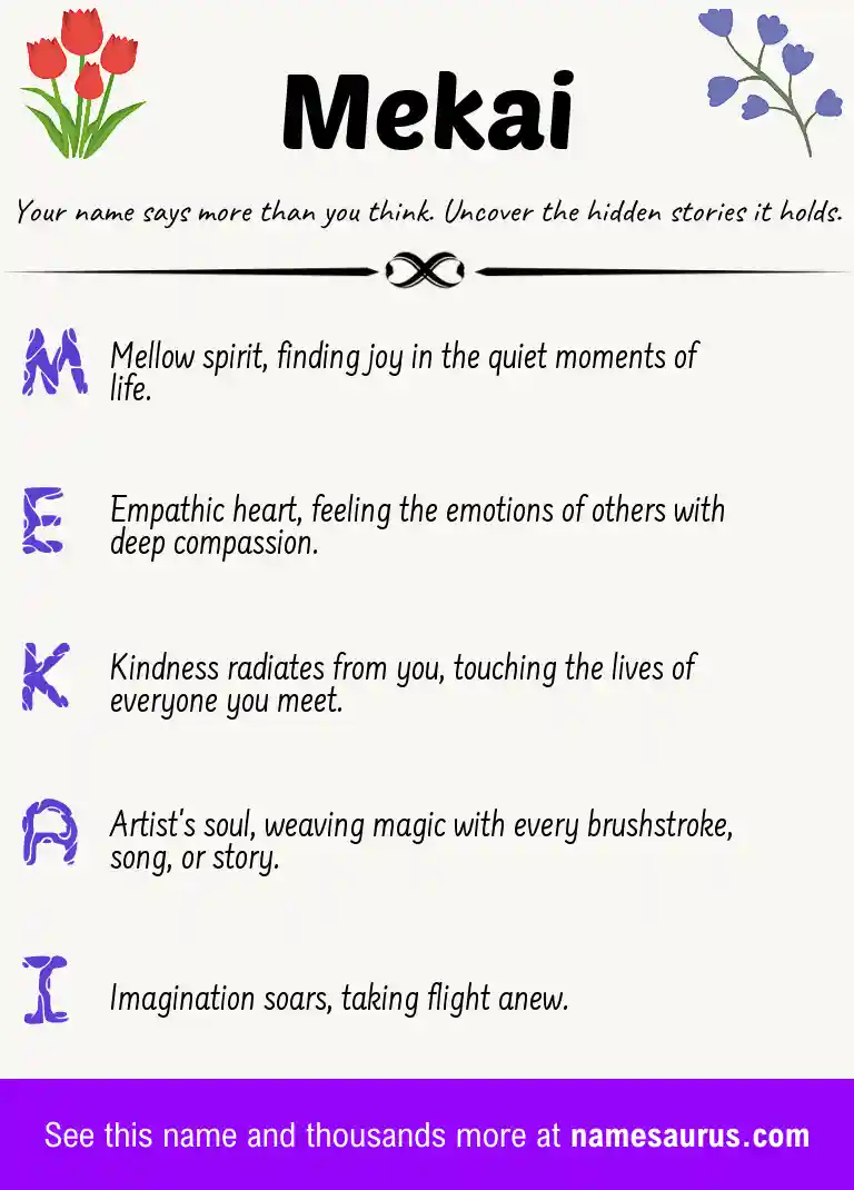 Acrostic poem about Mekai.