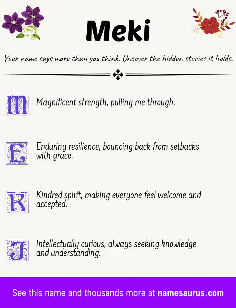 Acrostic poem about Meki.