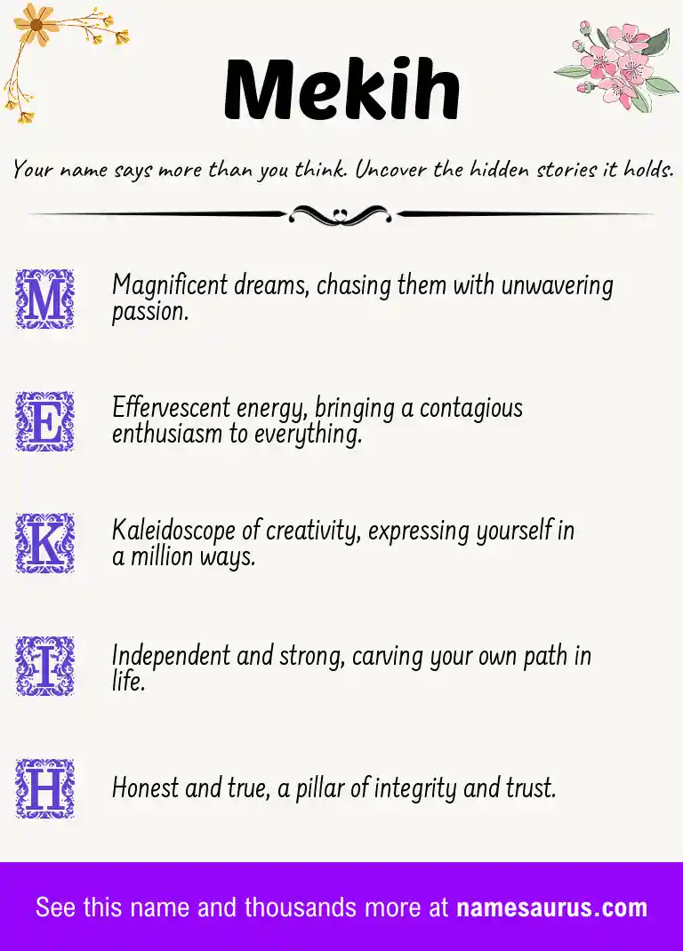 Acrostic poem about Mekih.