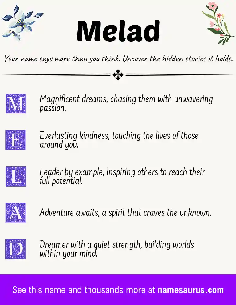 Acrostic poem about Melad.