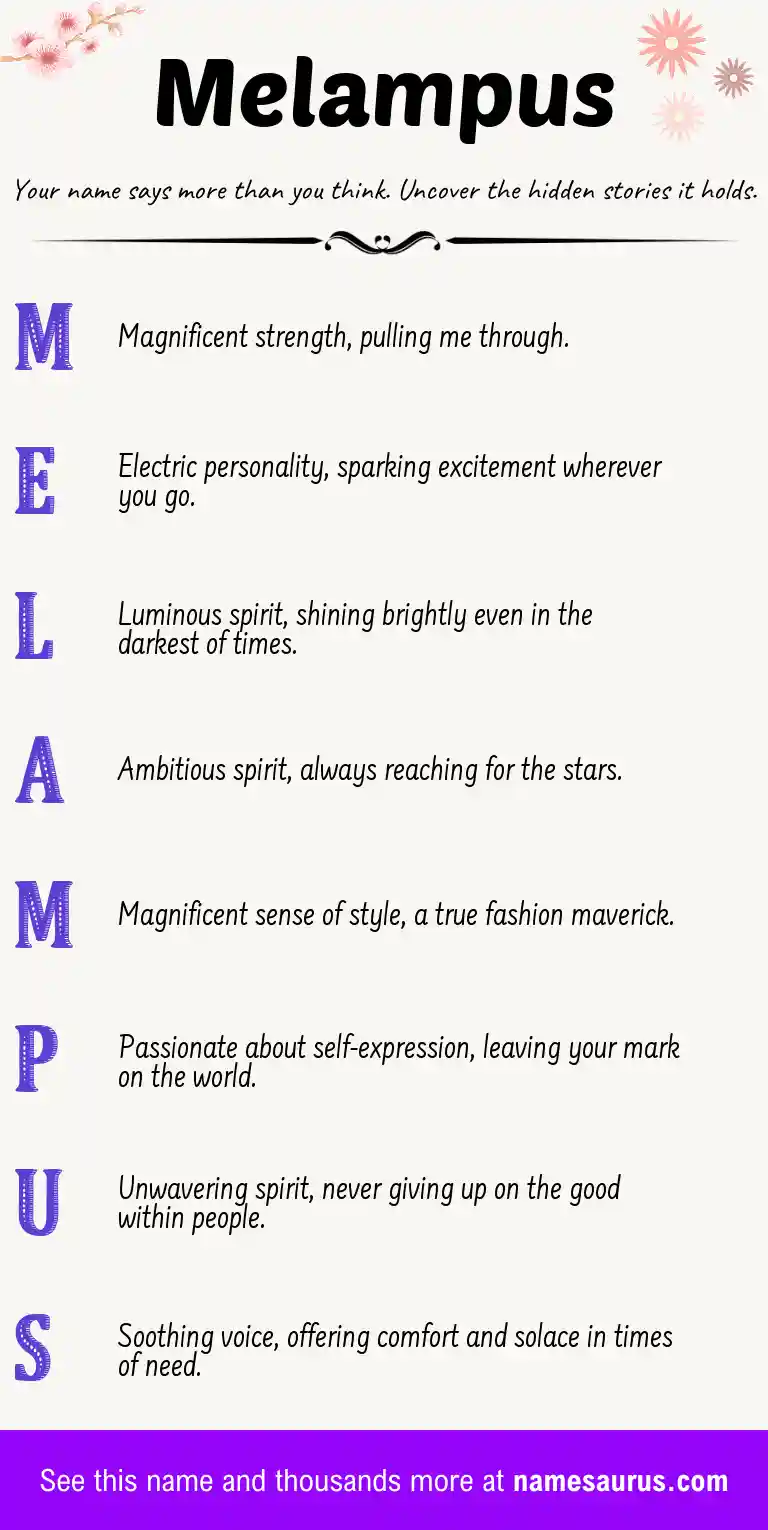 Acrostic poem about Melampus.