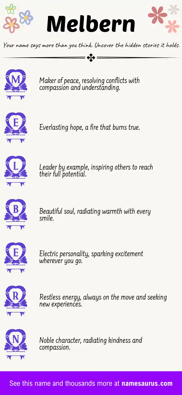 Acrostic poem about Melbern.