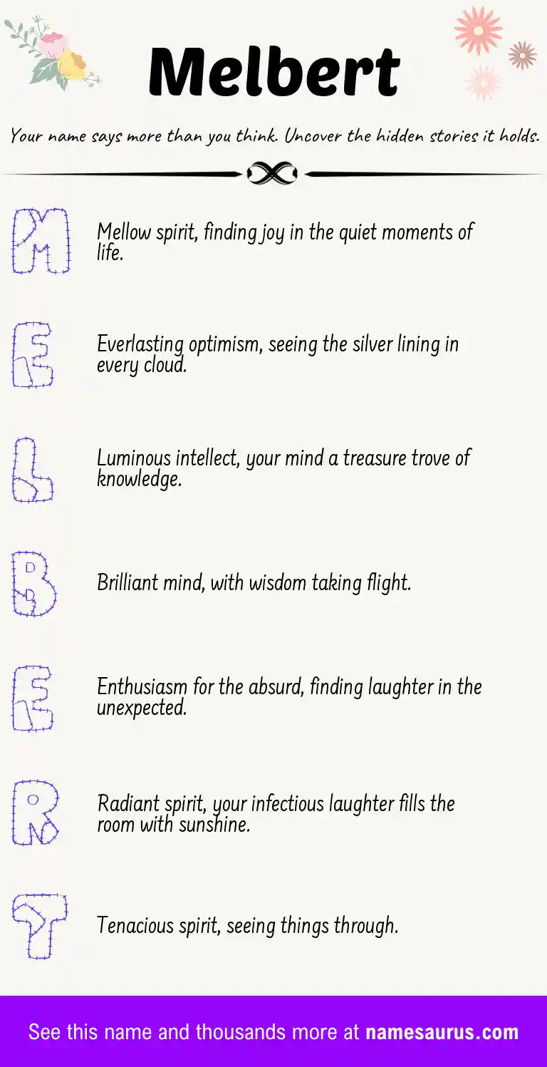 Acrostic poem about Melbert.