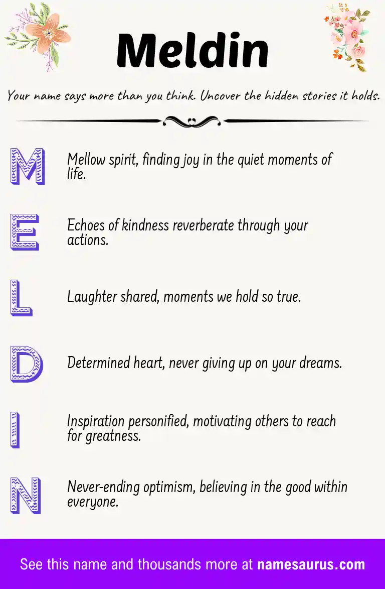 Acrostic poem about Meldin.