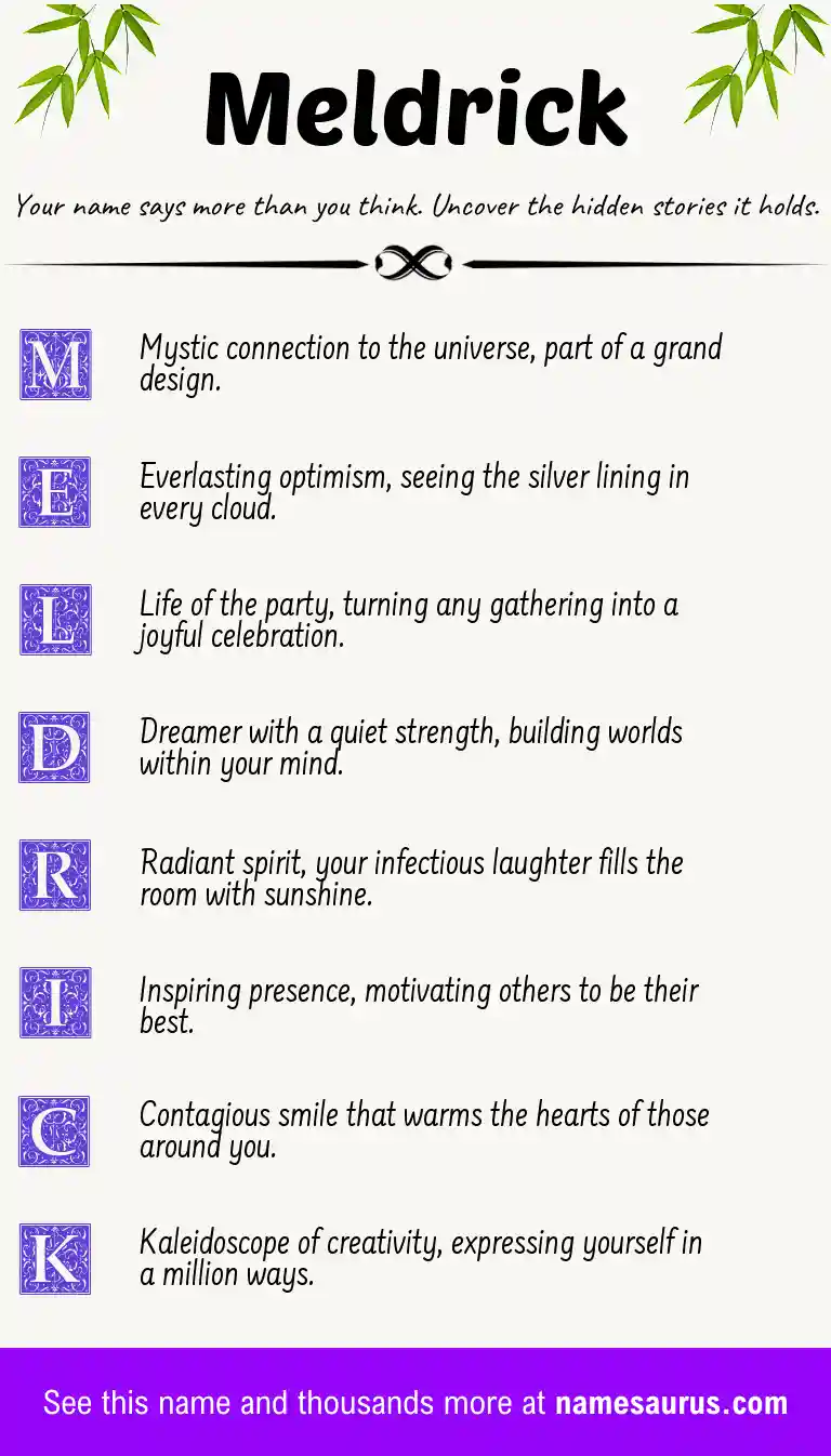 Acrostic poem about Meldrick.