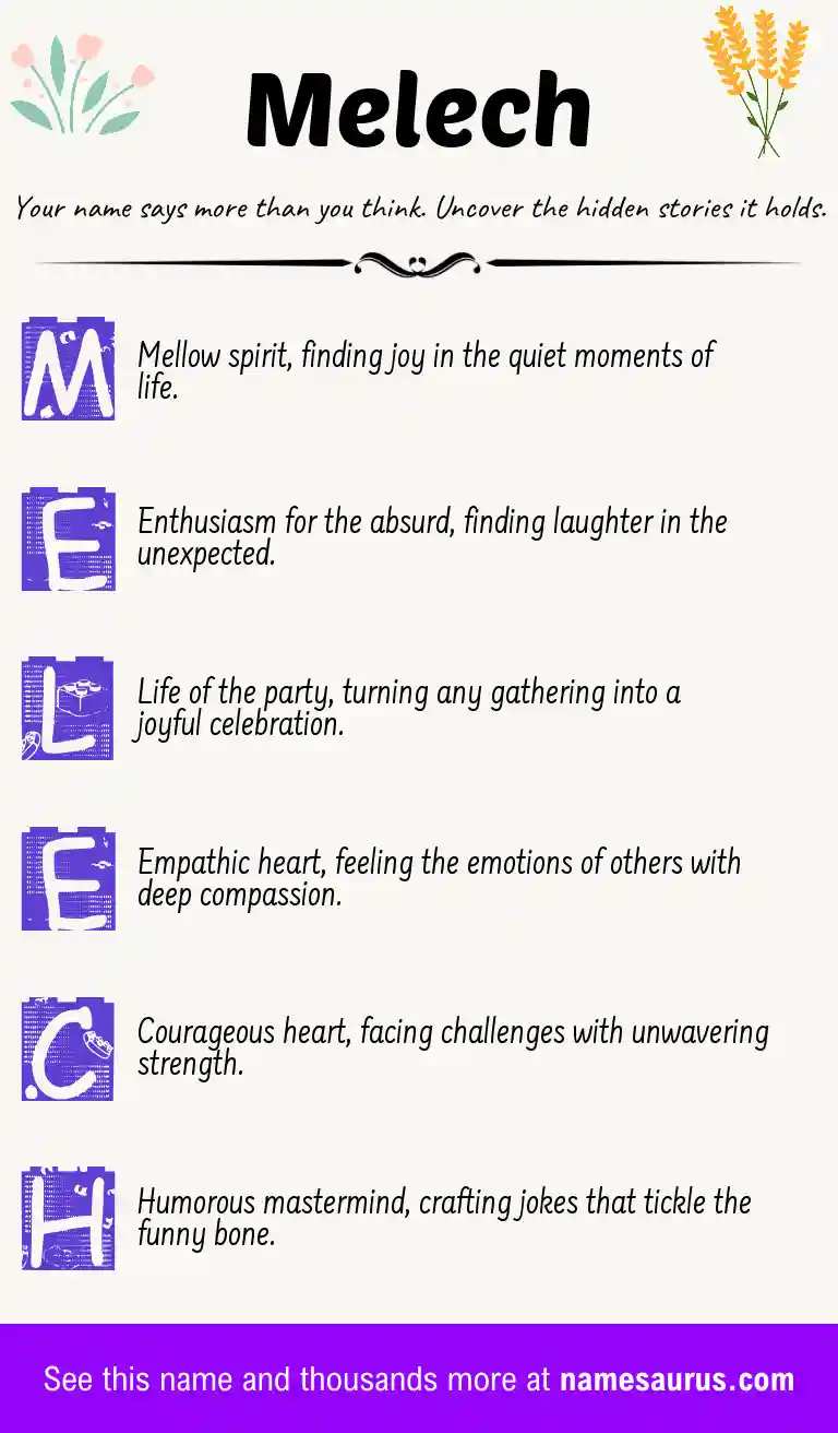 Acrostic poem about Melech.