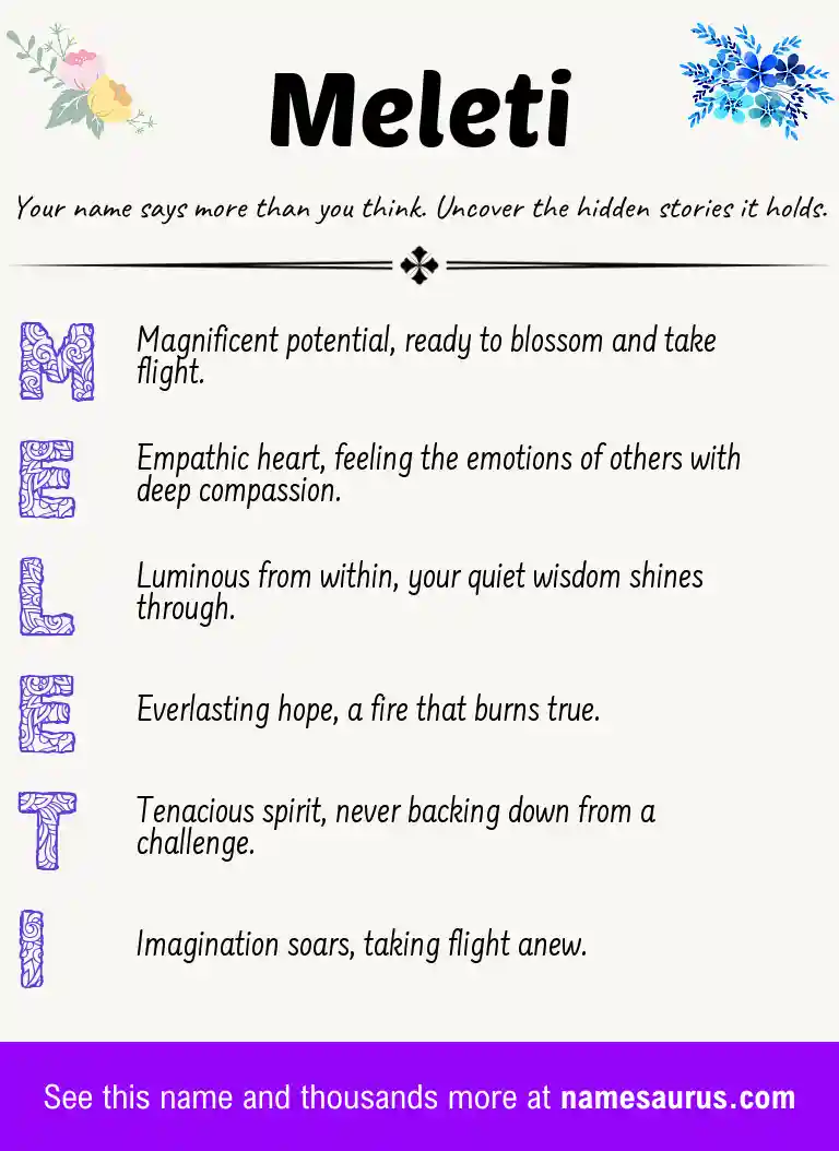 Acrostic poem about Meleti.