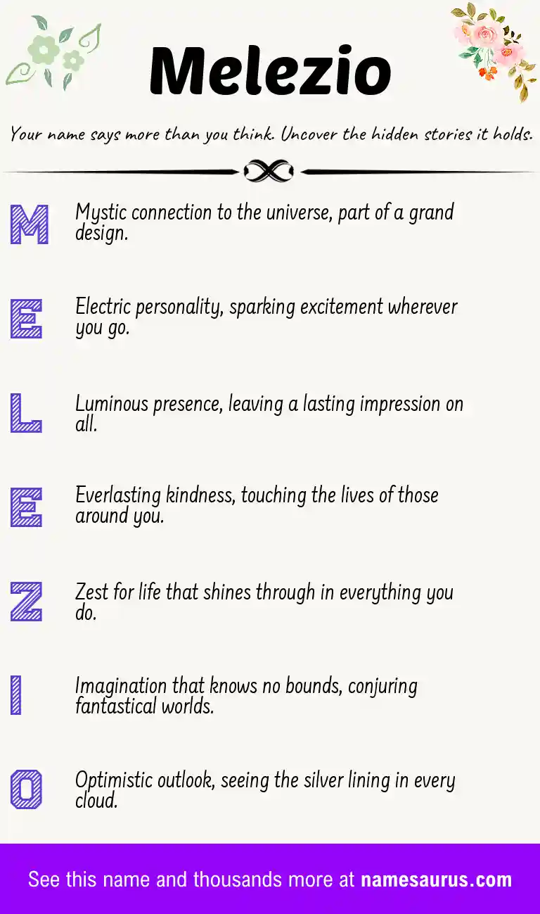 Acrostic poem about Melezio.