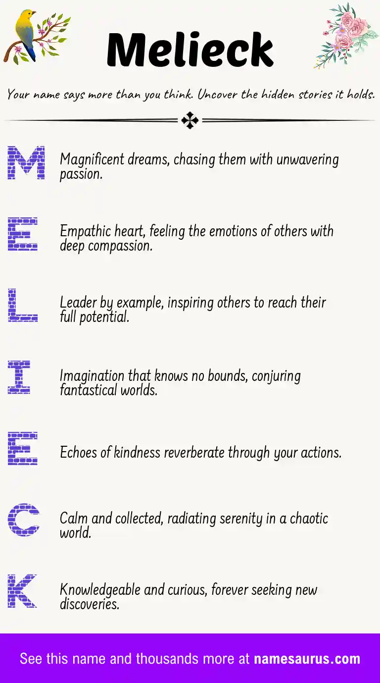 Acrostic poem about Melieck.