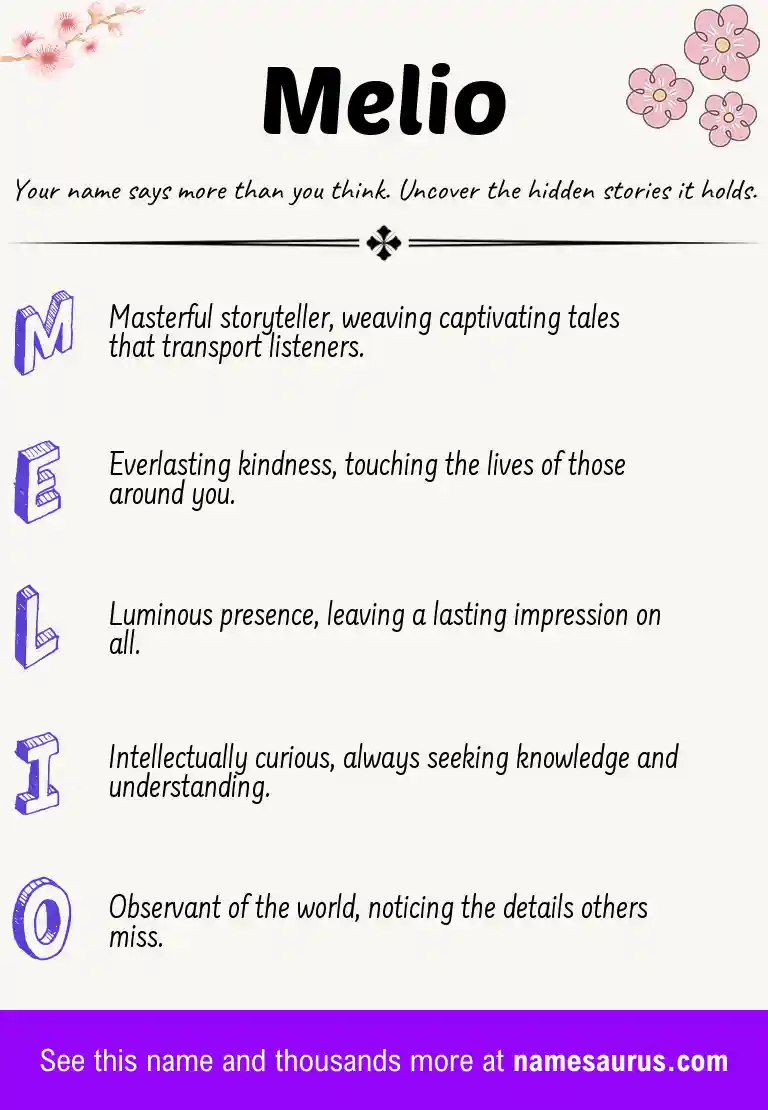 Acrostic poem about Melio.