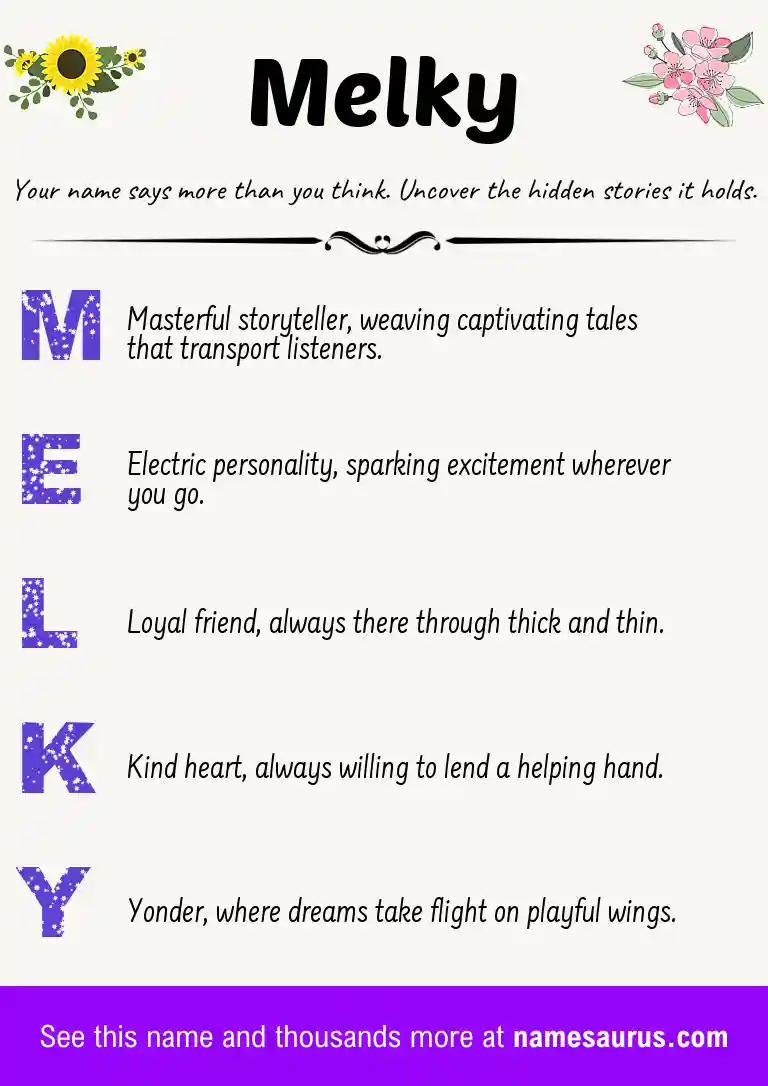 Acrostic poem about Melky.