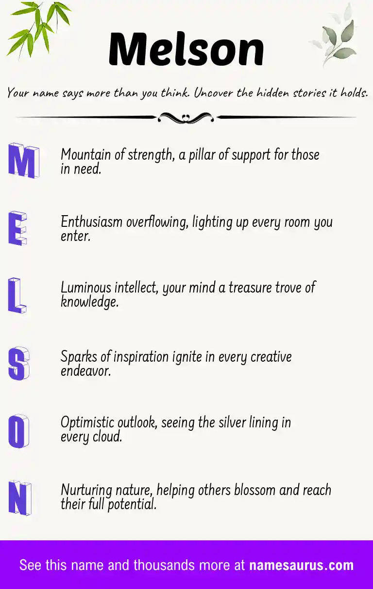 Acrostic poem about Melson.