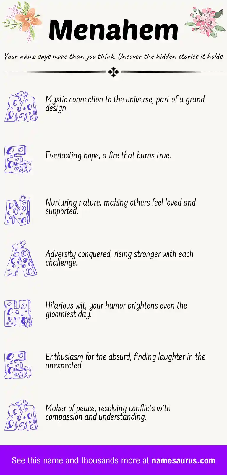 Acrostic poem about Menahem.