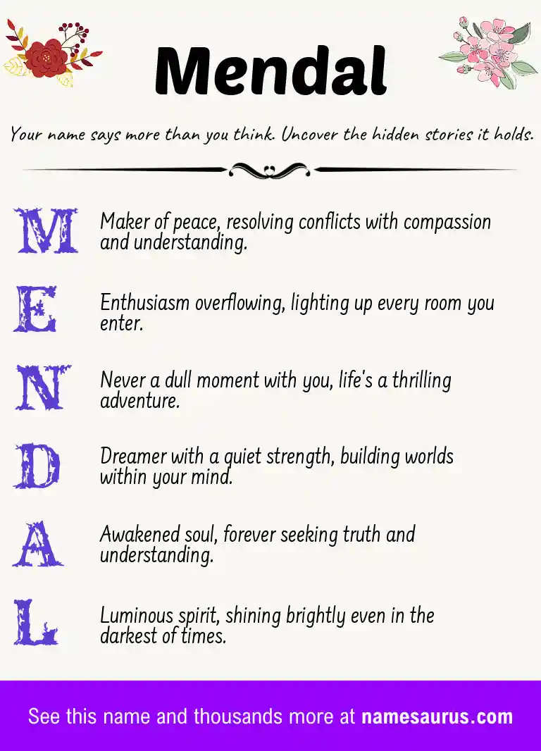 Acrostic poem about Mendal.