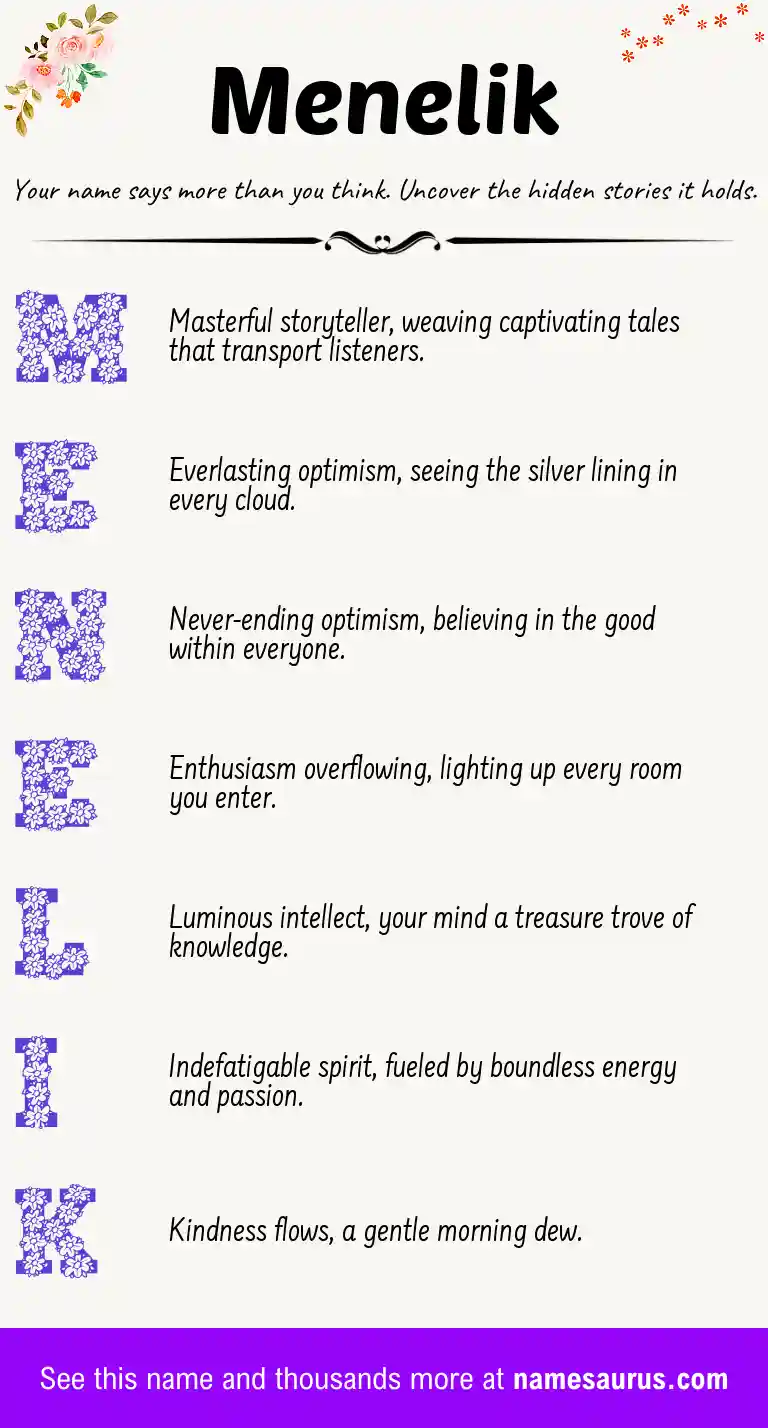 Acrostic poem about Menelik.