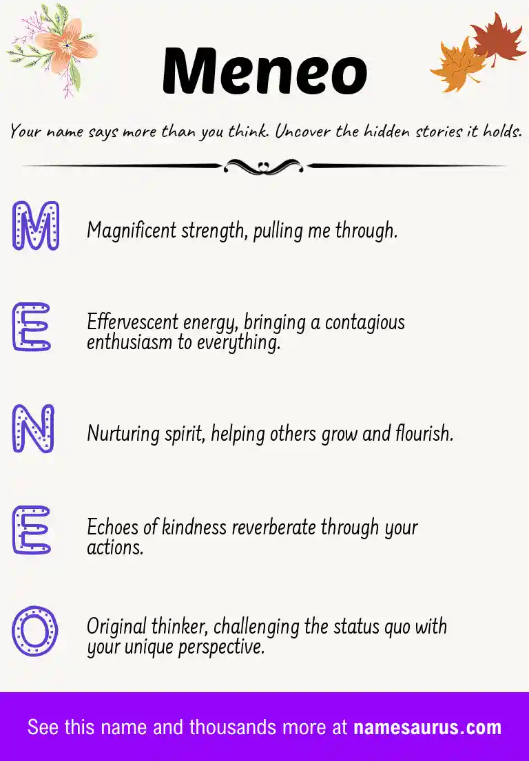 Acrostic poem about Meneo.