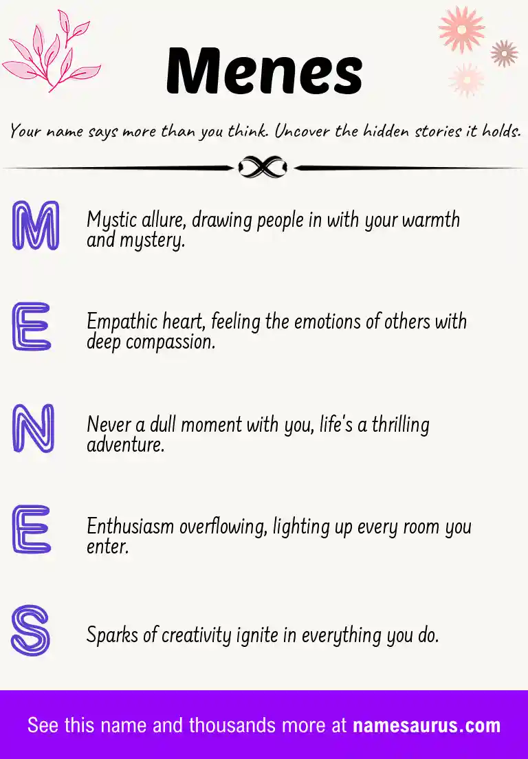 Acrostic poem about Menes.
