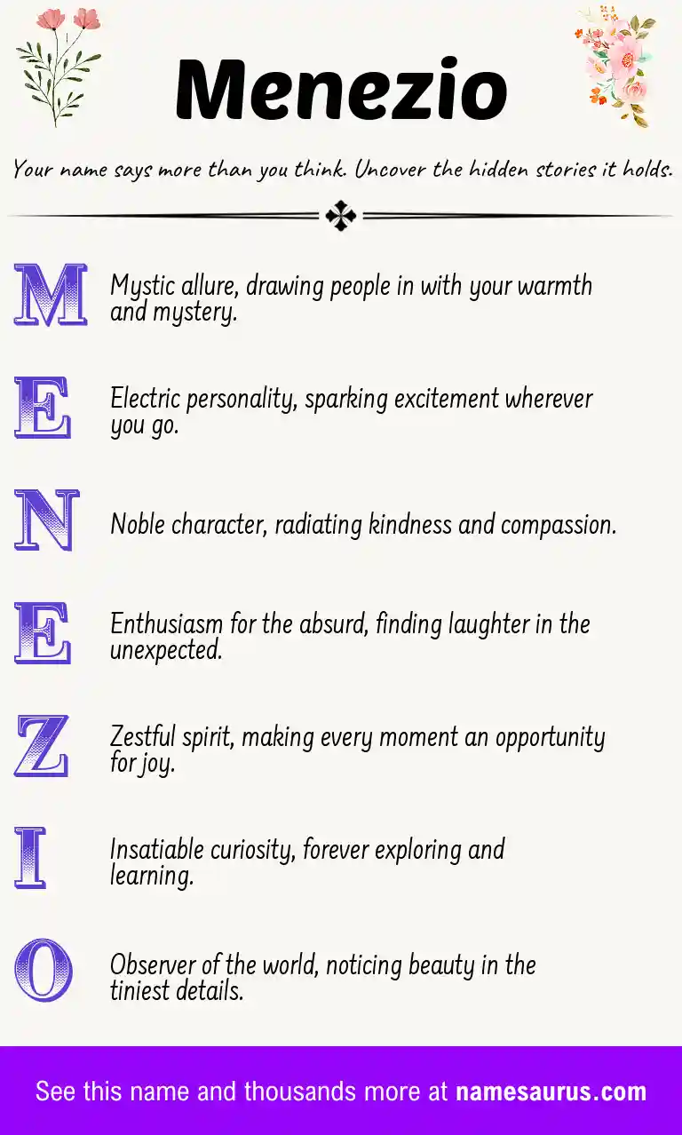Acrostic poem about Menezio.
