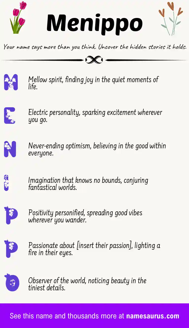 Acrostic poem about Menippo.