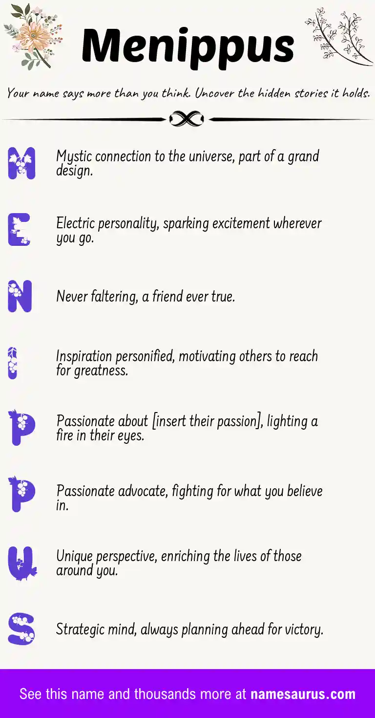 Acrostic poem about Menippus.