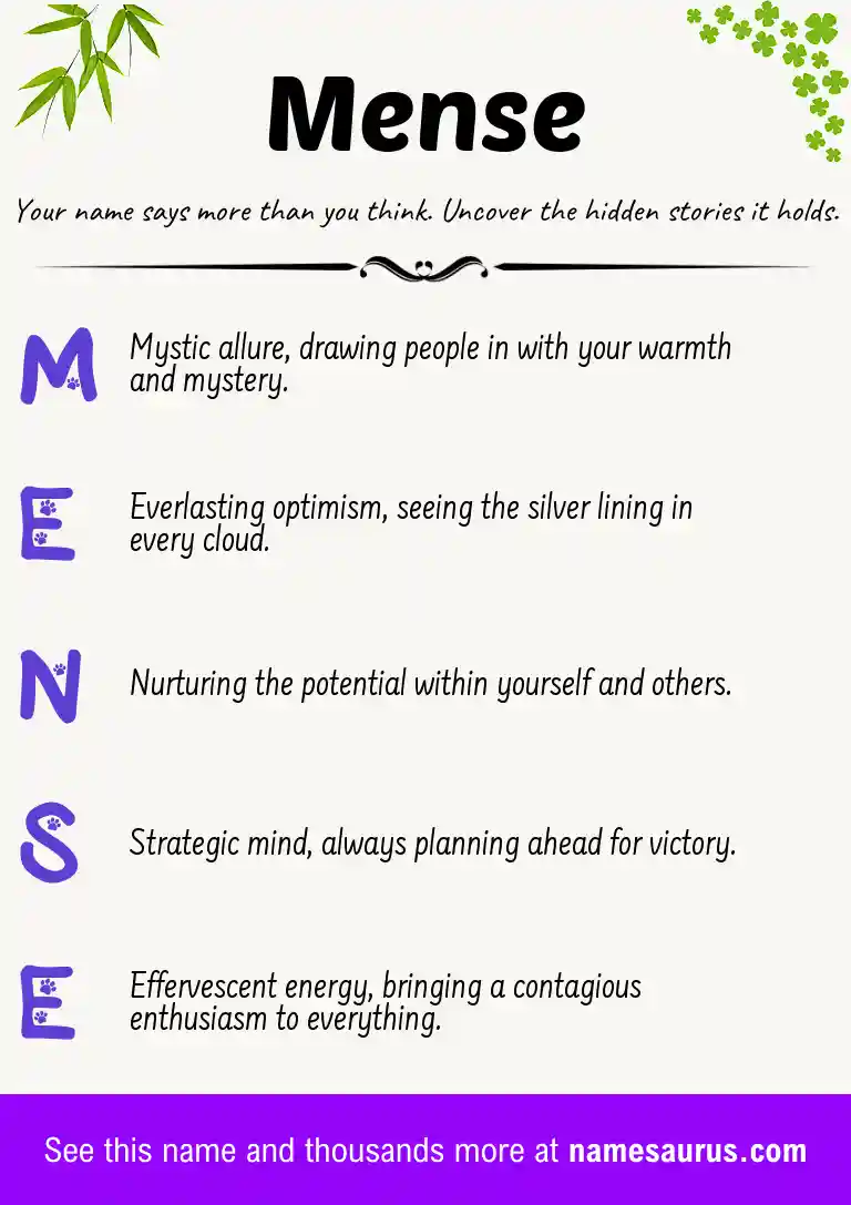Acrostic poem about Mense.