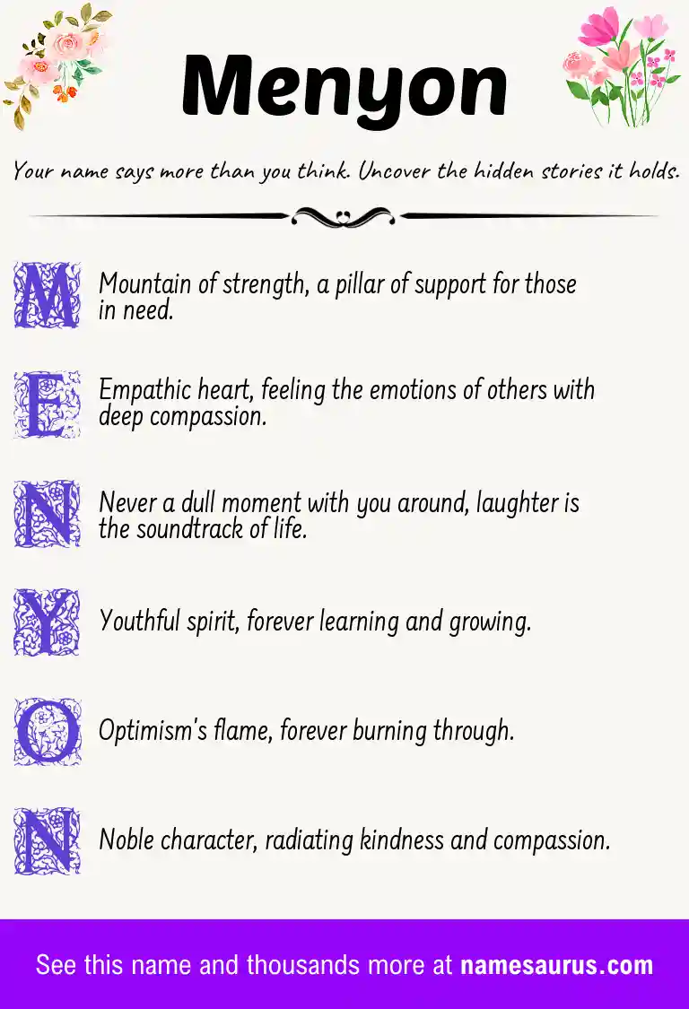 Acrostic poem about Menyon.
