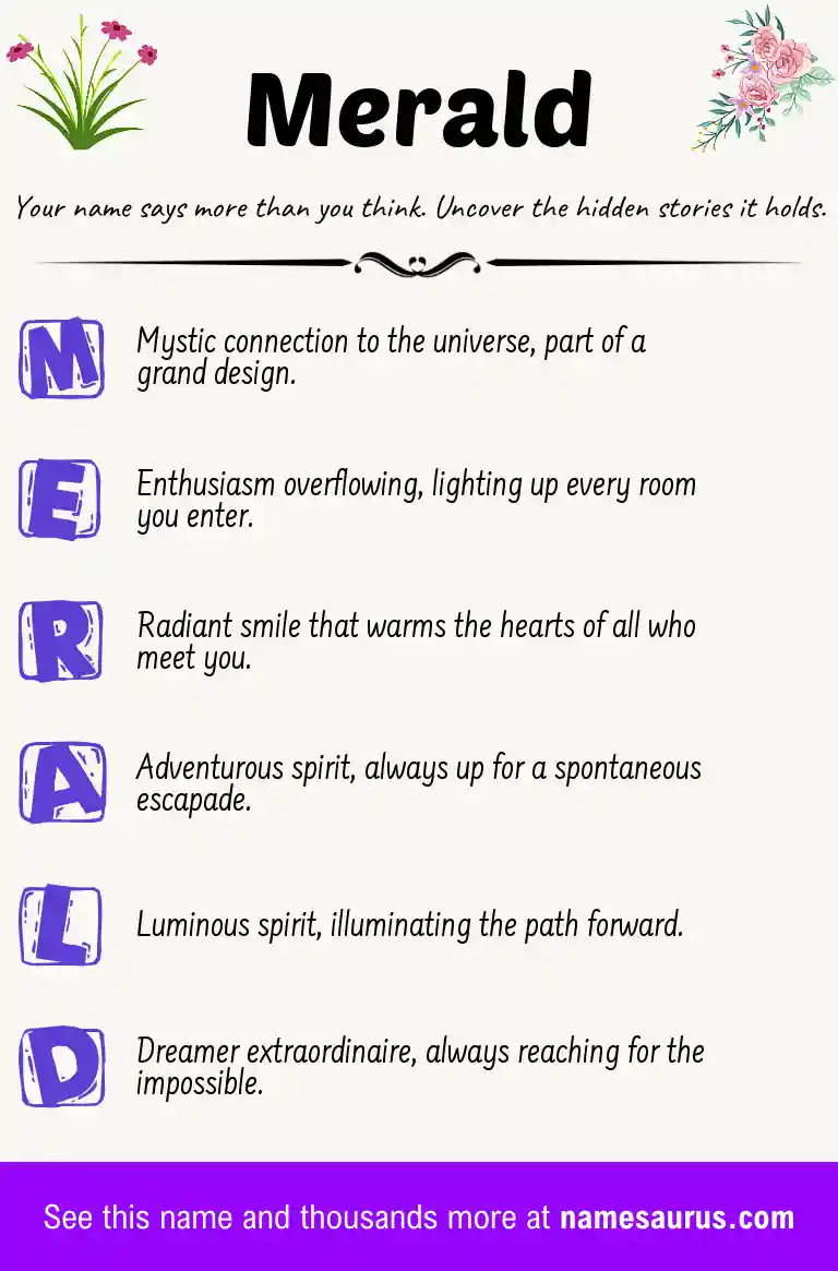 Acrostic poem about Merald.