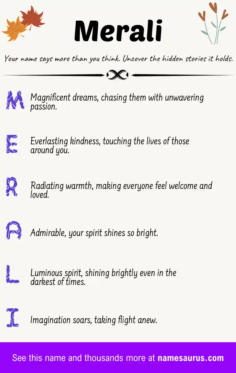 Acrostic poem about Merali.