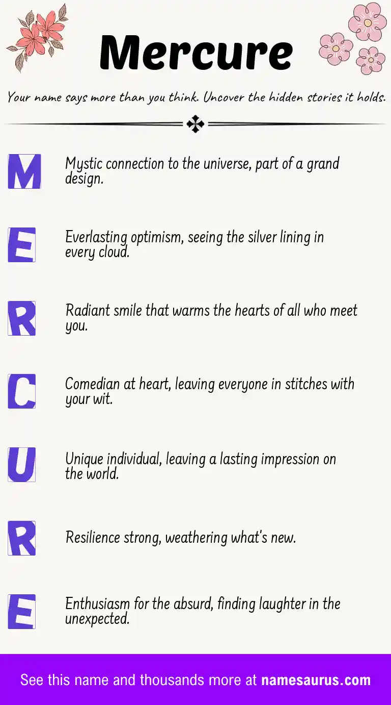 Acrostic poem about Mercure.