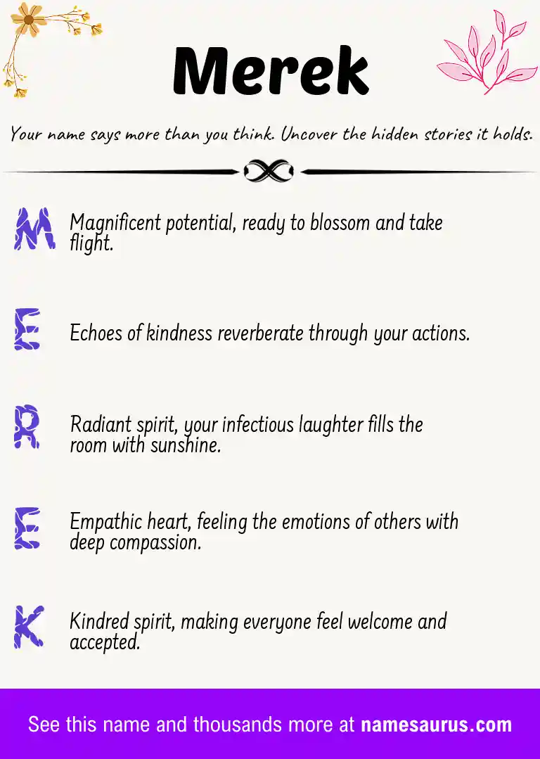 Acrostic poem about Merek.