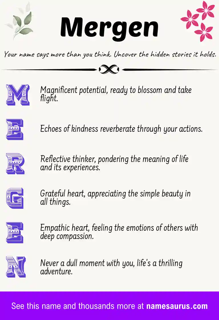 Acrostic poem about Mergen.