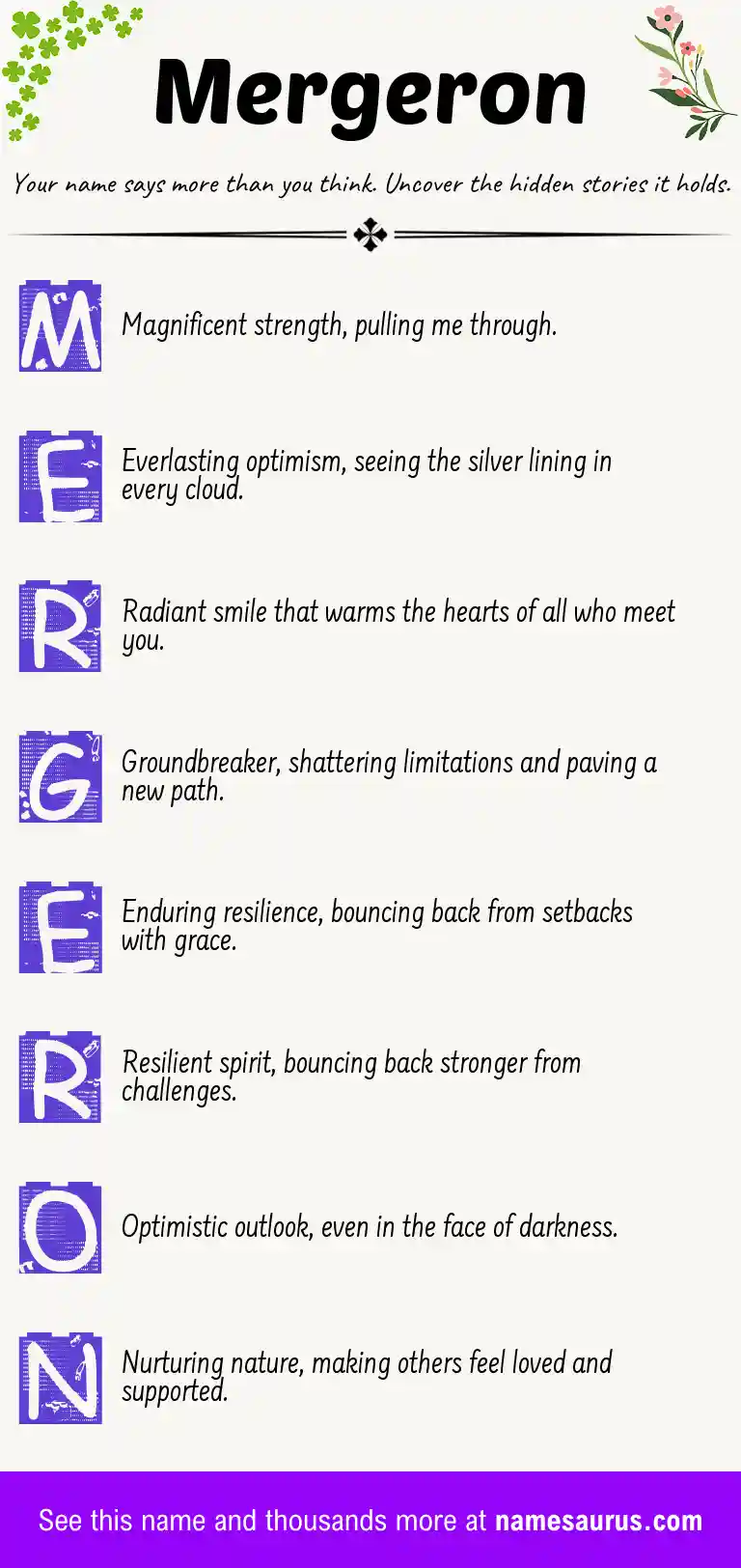 Acrostic poem about Mergeron.