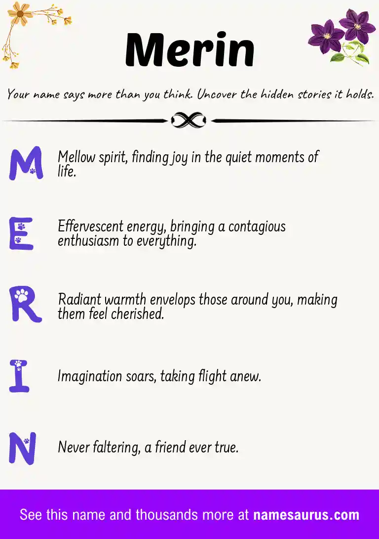 Acrostic poem about Merin.