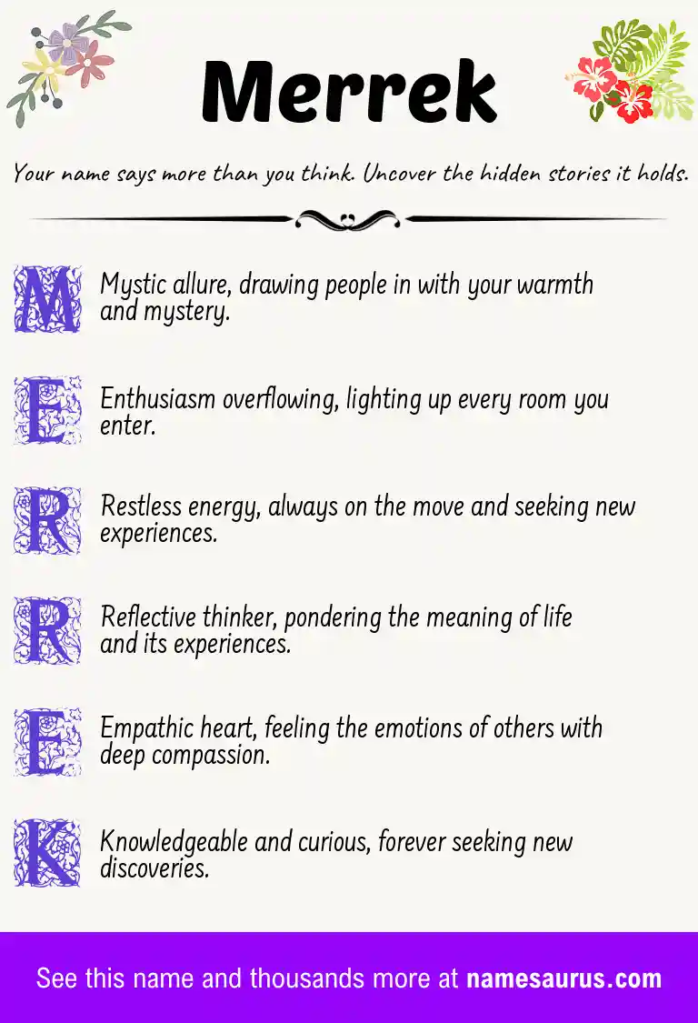 Acrostic poem about Merrek.