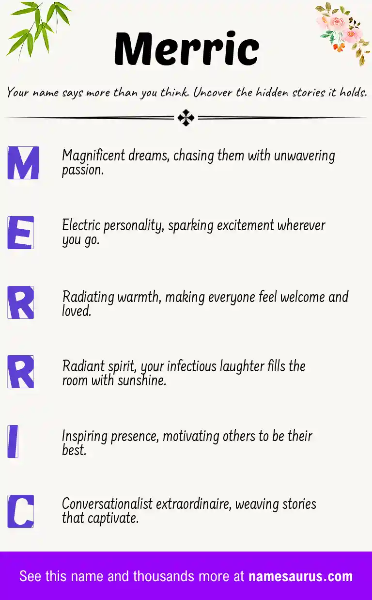 Acrostic poem about Merric.