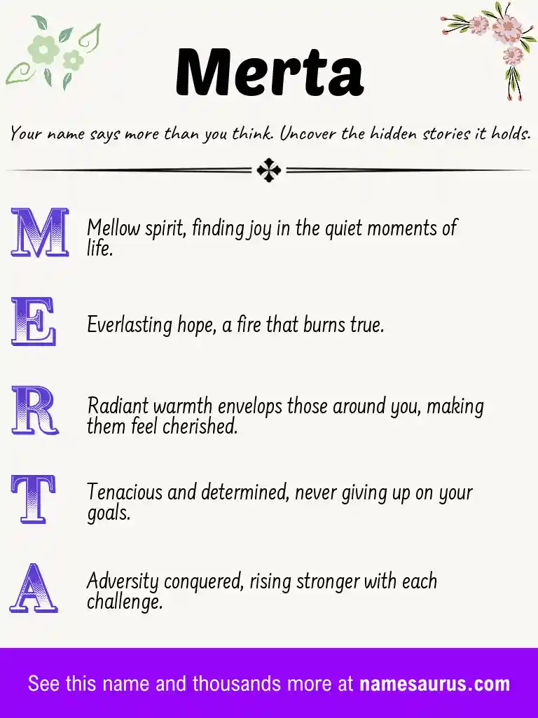 Acrostic poem about Merta.