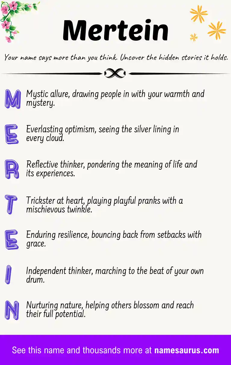Acrostic poem about Mertein.