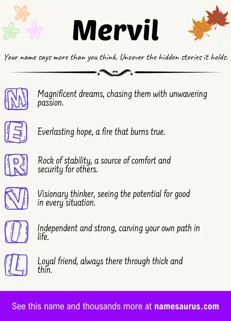 Acrostic poem about Mervil.